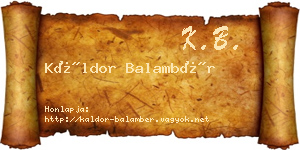 Káldor Balambér névjegykártya