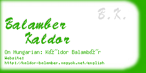 balamber kaldor business card